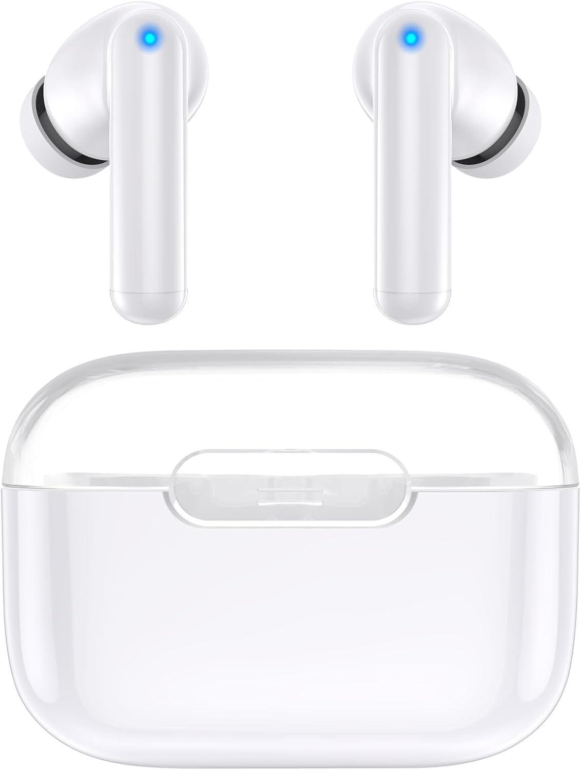 Bluetooth Wireless Ear Buds, Earbuds Bluetooth 5.3 Headphones, HiFi Stereo Sound Waterproof in-Ear Earphones with Noise Cancelling Mic for iPhone/Samsung/Android Sports Workout-White